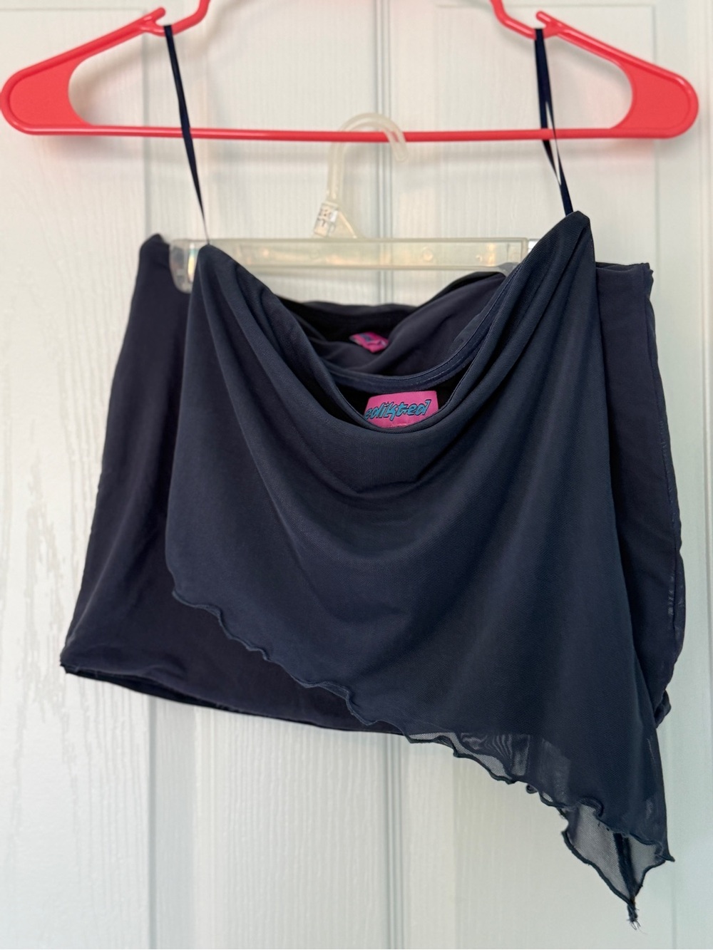 Edikted going out navy blue tube top and skirt set